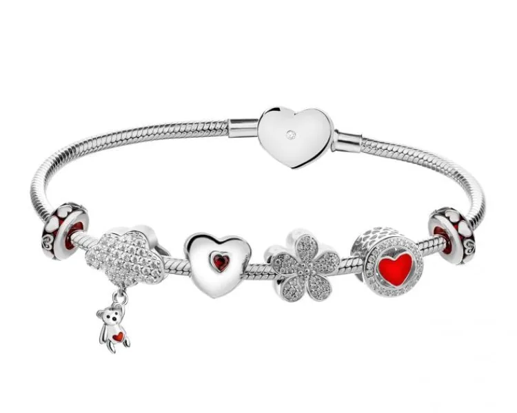 Online Apart Bransoletka beads - zestaw - miś, chmurka, serce, kwiatek