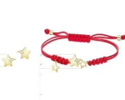 Clearance Apart Bransoletka i kolczyki z żółtego złota z diamentami - komplet - gwiazdy - 0,01 ct - próba 375