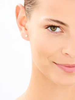 Clearance Apart Bransoletka i kolczyki z żółtego złota z diamentami - komplet - gwiazdy - 0,01 ct - próba 375