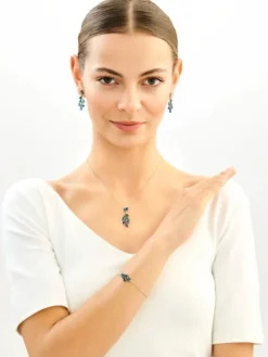 Discount Apart Bransoletka srebrna z cyrkoniami i szlifowanym szkłem