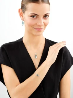 Best Apart Bransoletka srebrna z cyrkoniami, szlifowanym szkłem i cyrkoniami - motyl, kwiaty