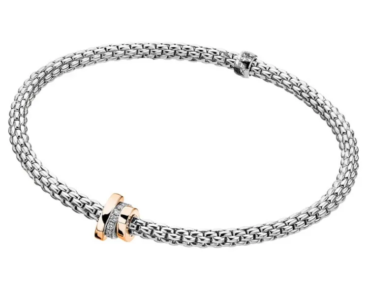 Sale Fope Bransoletka z białego i różowego złota z brylantami - 0,10 ct - próba 750