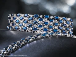 Online Apart Bransoletka z białego złota z brylantami i szafirami - 18 cm - próba 585