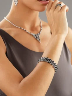 Online Apart Bransoletka z białego złota z brylantami i szafirami - 18 cm - próba 585