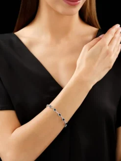 Discount Apart Bransoletka z białego złota z brylantami i szafirami - 18 cm - próba 585