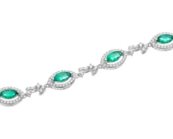 Sale Apart Bransoletka z białego złota z brylantami i szmaragdami - 19 cm - próba 585