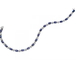 Apart Bransoletka z białego złota z diamentami i szafirami - 18 cm - próba 585< Wszystkie