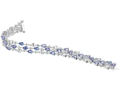 Apart Bransoletka z białego złota z brylantami, tanzanitami i białymi szafirami - 18 cm - próba 585