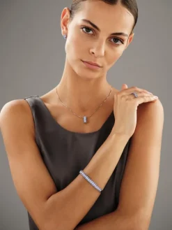 Sale Apart Bransoletka z białego złota z diamentami i tanzanitami - próba 585