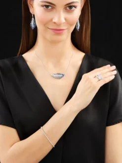Clearance Apart Bransoletka z białego złota z brylantami - 18 cm - 2,17 ct - próba 585