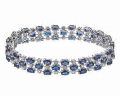 Best Apart Bransoletka z białego złota z brylantami i szafirami - 19 cm - próba 585