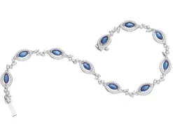 Clearance Apart Bransoletka z białego złota z brylantami i szafirami - 18 cm - próba 585
