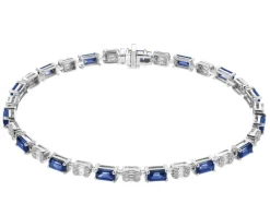 Clearance Apart Bransoletka z białego złota z diamentami i szafirami - 19 cm - próba 750