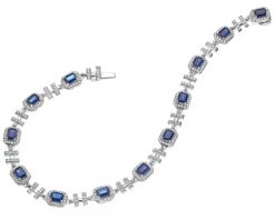 Apart Bransoletka z białego złota z diamentami i szafirami - 18 cm - próba 585< Wszystkie