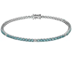 Clearance Apart Bransoletka z białego złota z brylantami i topazami London Blue - 18 cm - próba 585
