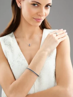 Apart Bransoletka z białego złota z brylantami i szafirami - 18 cm - próba 585
