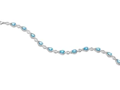 Clearance Apart Bransoletka z białego złota z diamentami i topazami - 18 cm - próba 375