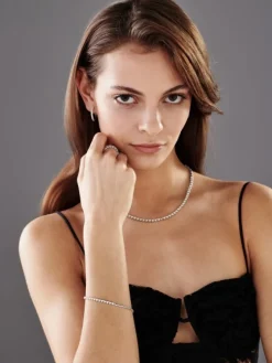 Outlet Apart Bransoletka z białego złota z brylantami - 19 cm - 0,32 ct - próba 585
