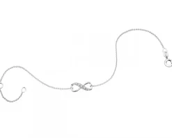 Apart Bransoletka z białego złota z diamentami - serce, nieskończoność - 0,02 ct - próba 375< Bransoletki Z Diamentami