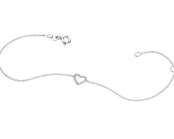 Apart Bransoletka z białego złota z diamentami - serce - 0,04 ct - próba 585< Bransoletki Z Diamentami