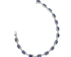 Apart Bransoletka z białego złota z diamentami i szafirami - 18 cm - próba 585< Bransoletki Z Diamentami