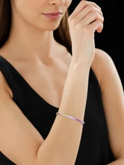 Hot Apart Bransoletka z białego złota z brylantami i szafirami kolorowymi - 19 cm - próba 585