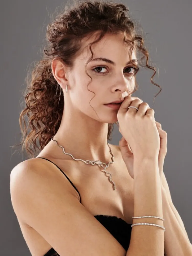 New Apart Bransoletka z białego złota z brylantami - 18 cm - 3,55 ct - próba 585