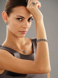 Hot Apart Bransoletka z białego złota z brylantami i szafirami - 18 cm - próba 585