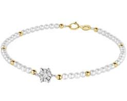 Apart Bransoletka z brylantami, perłami i elementami żółtego i białego złota - 18 cm - próba 585< Wszystkie
