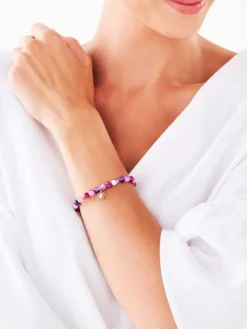 Discount Apart Bransoletka z diamentami, agatami i elementami żółtego złota - próba 375