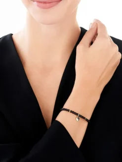 Hot Apart Bransoletka z diamentami, agatami i elementami żółtego złota - yin yang - próba 375