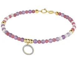 Discount Apart Bransoletka z diamentami, ametystami, turmalinami, kryształami górskimi i elementami żółtego złota - koło - 18 cm - próba 585