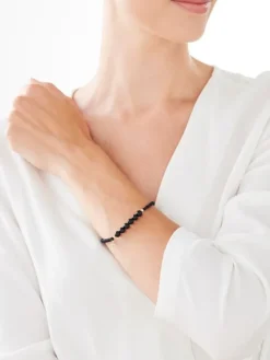 Apart Bransoletka z diamentem, agatami i elementami żółtego złota - krzyż - próba 375< Wszystkie