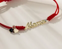 Apart Bransoletka z diamentem, agatem i elementami żółtego złota - mama - próba 375< Bransoletki Z Diamentami