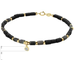 Sale Apart Bransoletka z diamentem, labradorytami, agatami i elementami żółtego i białego złota - 18 cm - próba 375