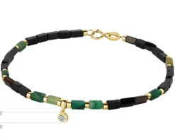 Apart Bransoletka z diamentem, zoisytami,  agatami i elementami żółtego i białego złota - koło - 18 cm - próba 375< Bransoletki Z Diamentami