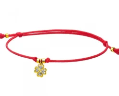 Outlet Apart Bransoletka z elementami żółtego złota i diamentami - koniczyna - 0,01 ct - próba 375