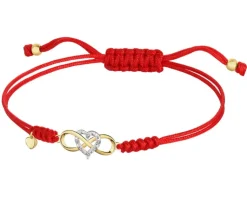 Sale Apart Bransoletka z elementami żółtego złota i diamentami - nieskończoność, serce - 0,01 ct - próba 375