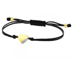 Outlet Apart Bransoletka z elementami żółtego złota i brylantem - serce - 0,008 ct - próba 375