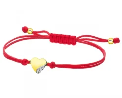 Apart Bransoletka z elementami żółtego złota i brylantem - serce - 0,008 ct - próba 375< Do Grawerowania