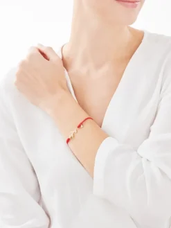 Apart Bransoletka z elementami żółtego złota i diamentem - róża, serce - 0,005 ct - próba 375< Wszystkie
