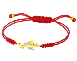 Clearance Apart Bransoletka z elementami żółtego złota i diamentami - róża - 0,02 ct - próba 375