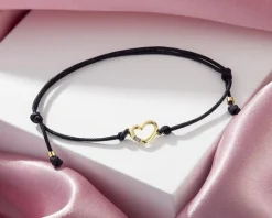 New Apart Bransoletka z elementami żółtego złota i diamentem - serce - 0,004 ct - próba 375