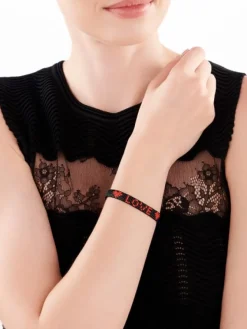 Sale Apart Bransoletka z elementami z żółtego złota i koralikami - serca, love