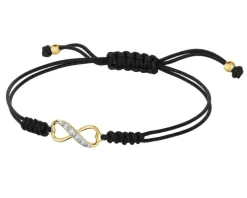 Outlet Apart Bransoletka z elementami żółtego złota i diamentami - nieskończoność - 0,02 ct - próba 375
