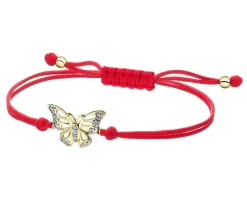 Apart Bransoletka z elementami żółtego złota i diamentami - motyl - 0,01 ct - próba 375< Wszystkie