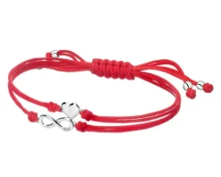 Discount Apart Bransoletka z elementami białego złota i diamentem - nieskończoność, serce - 0,004 ct - próba 585
