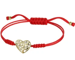 Best Apart Bransoletka z elementami żółtego złota z diamentami - serce, drzewko - 0,01 ct - próba 375