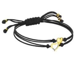 Online Apart Bransoletka z elementami żółtego złota i diamentami - serca - 0,006 ct - próba 375