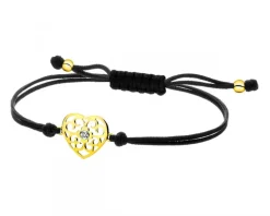 Apart Bransoletka z elementami żółtego złota i brylantem - serce - 0,008 ct - próba 375< Wszystkie